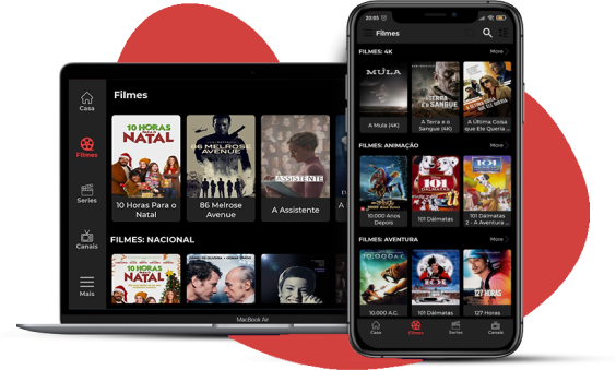 Interface do aplicativo MAXUHD mostrando catálogo de conteúdos em 4K